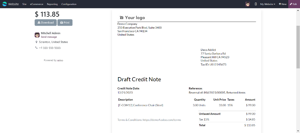 Credit note Credit note