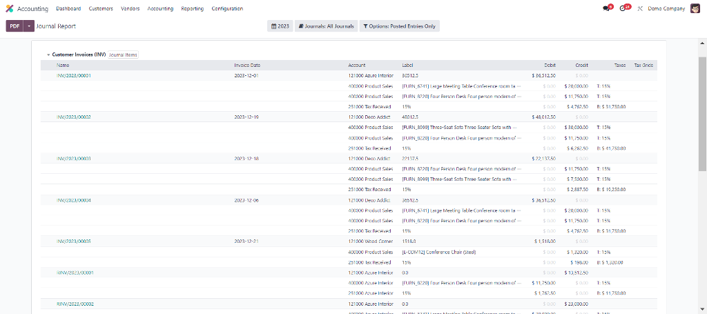 Odoo Journal report Odoo Journal report