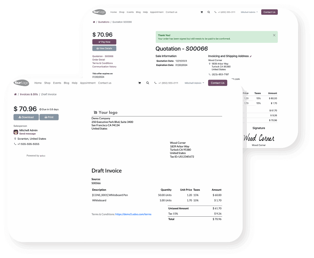 Odoo Invoice and quotation Odoo Invoice and quotation